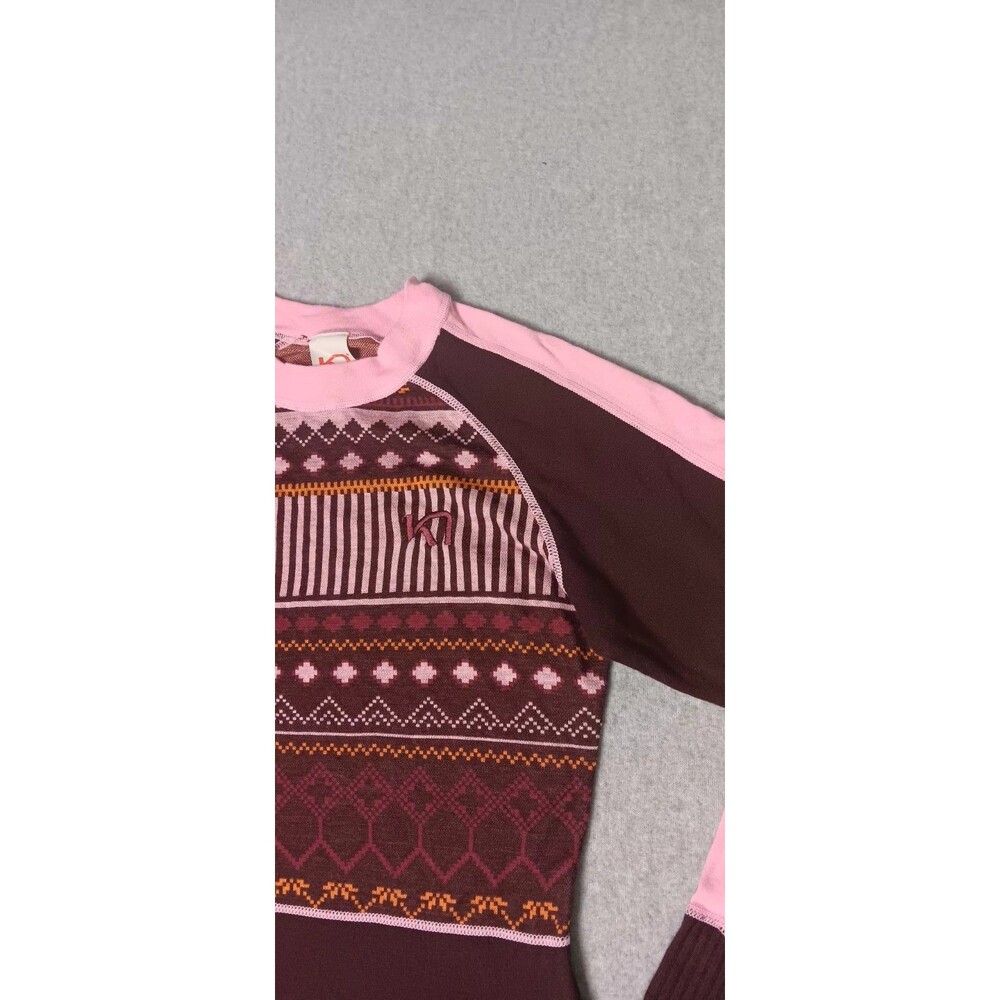 Kari Traa Perle Wool Blend Long Sleeve Base Layer XS Jacquard Knit Nordic Style - Picture 4 of 13